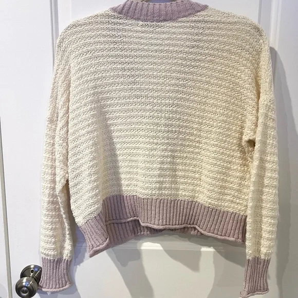 Madewell Seabrook Cardigan Sweater in Colorblock Antique Cream Size Small - Picture 4 of 6